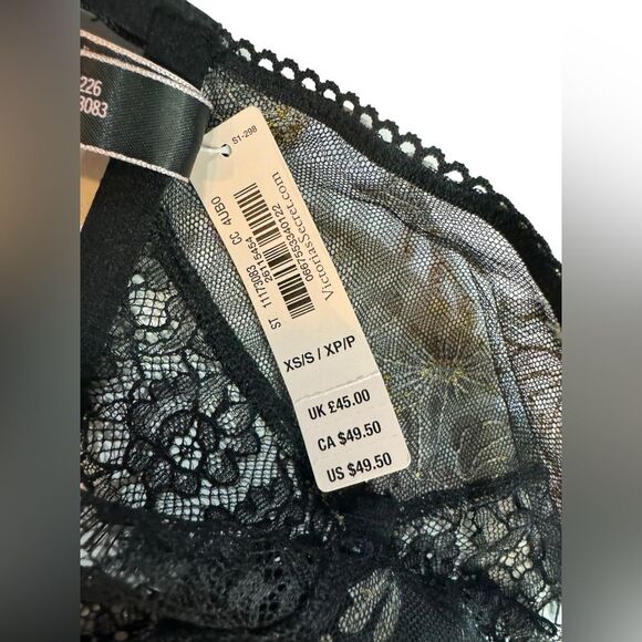 Victoria's Secret XS/SMALL DREAM ANGELS GARTER BELT Black Embroidered Floral - Picture 7 of 9